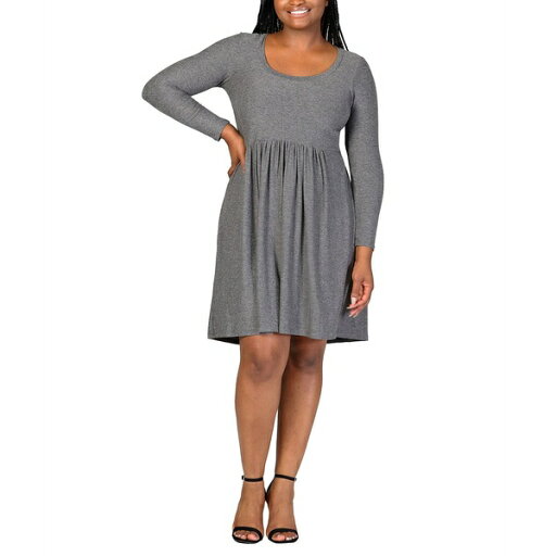 24セブンコンフォート レディース ワンピース トップス Plus Size Long Sleeve Knee Length Dress Smoke 24セブンコンフォート レディース ワンピース トップス Plus Size Long Sleeve Knee Length Dress Smoke