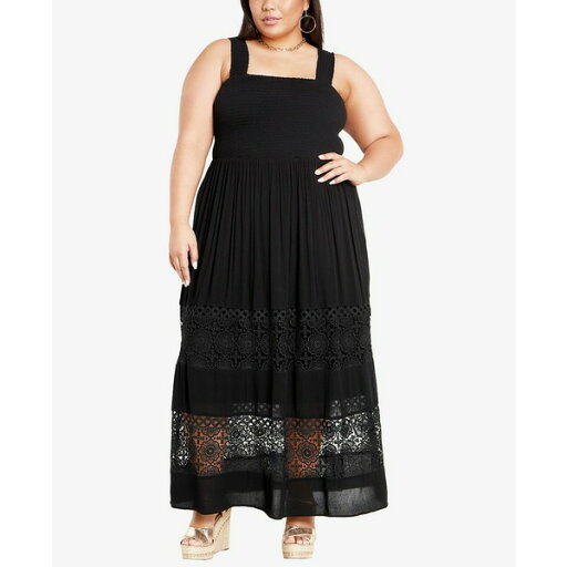 シティーシック レディース ワンピース トップス Plus Size By The Beach Crochet Maxi Dress Black シティーシック レディース ワンピース トップス Plus Size By The Beach Crochet Maxi Dress Black