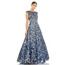 マックダガル レディース ワンピース トップス Women's Embellished Cap Sleeve High Neck Ballgown Blue
