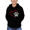 エルエーポップアート レディース パーカー・スウェットシャツ アウター Women's Word Art Paw Heart Hooded Sweatshirt...