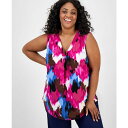 ジョーンズニューヨーク レディース カットソー トップス Plus Size Printed Pleated Top Bright Orchid Multi