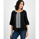 スタイルアンドコー レディース カットソー トップス Women's Printed On-Off Shoulder Top, Exclusively at M...