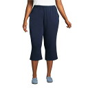 ランズエンド レディース カジュアルパンツ ボトムス Plus Size Sport Knit High Rise Elastic Waist Capri Pants Radiant navy