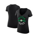 カールバンクス レディース カットソー トップス Women's Black Boston Celtics Large City Logo Fitted V-N...