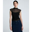 ケネスコール レディース カットソー トップス Women's Layered Mock Neck Sleeveless Top Black