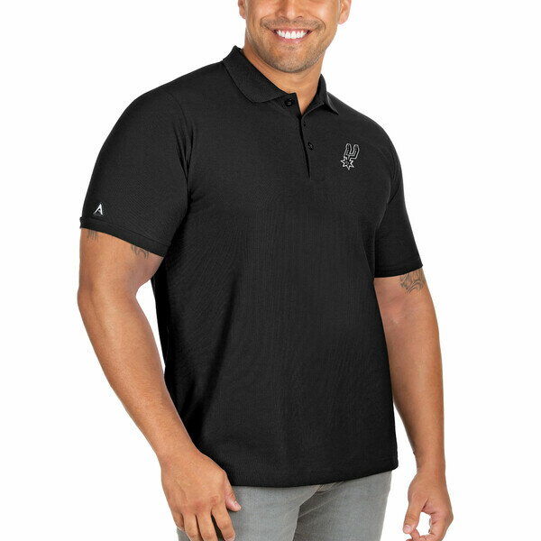 アンティグア メンズ ポロシャツ トップス San Antonio Spurs Antigua Big & Tall Legacy Pique Polo Black