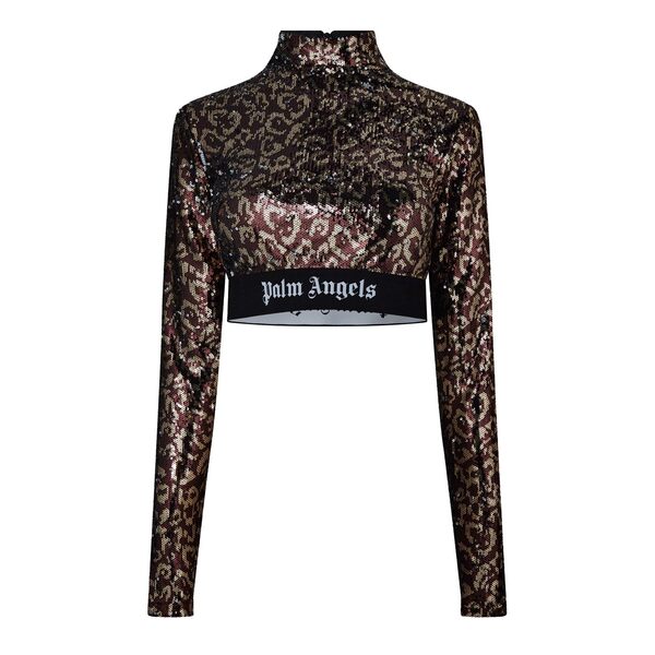 ̵ ѡࡦ󥸥륹 ǥ åȥ ȥåץ Palm Tpe Sequin LS T Ld34 Brwn/Blk 6010