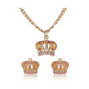 ジューシークチュール レディース ネックレス・チョーカー・ペンダントトップ アクセサリー Crown Pendant Necklace & Stud Earrings Set - Pink Crystal Embellished Gold tone(4)