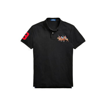 ラルフローレン POLO RALPH LAUREN メンズ ポロシャツ トップス CUSTOM SLIM FIT TRIPLE-PONY POLO SHIRT Black