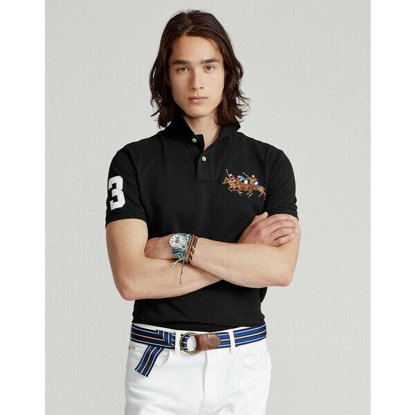 ラルフローレン POLO RALPH LAUREN メンズ ポロシャツ トップス CUSTOM SLIM FIT TRIPLE-PONY POLO SHIRT Black