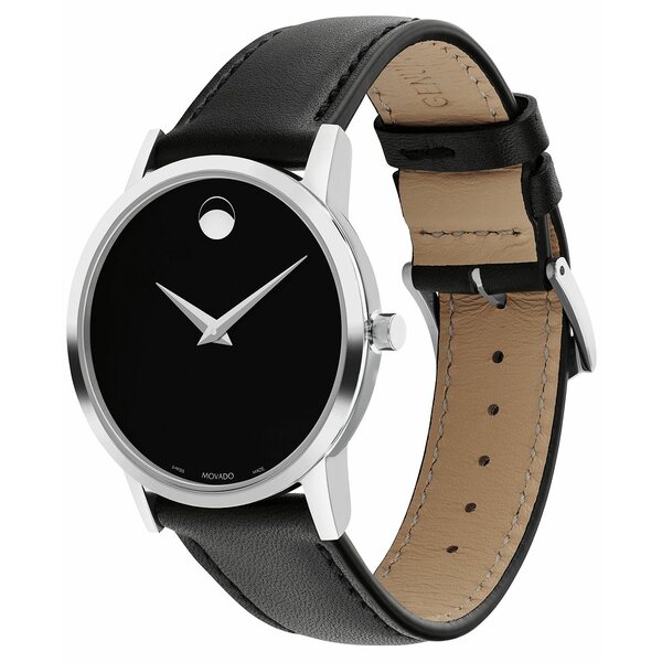 モバド モバド レディース 腕時計 アクセサリー Women's Swiss Museum Classic Black Leather Strap Watch 33mm Silver