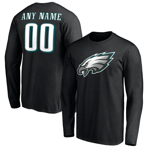 ファナティクス メンズ Tシャツ トップス Philadelphia Eagles Fanatics Branded Team Authentic Personalized Name & Number Long Sleeve TShirt Black