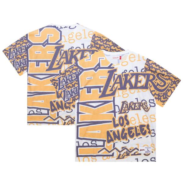 ミッチェル&ネス メンズ Tシャツ トップス Los Angeles Lakers Mitchell & Ness Jumbotron 2.0 Sublimated TShirt White