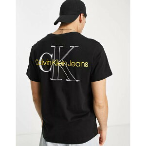 カルバンクライン メンズ Tシャツ トップス Calvin Klein Jeans monogram logo back print boxy fit t-shirt in black Black