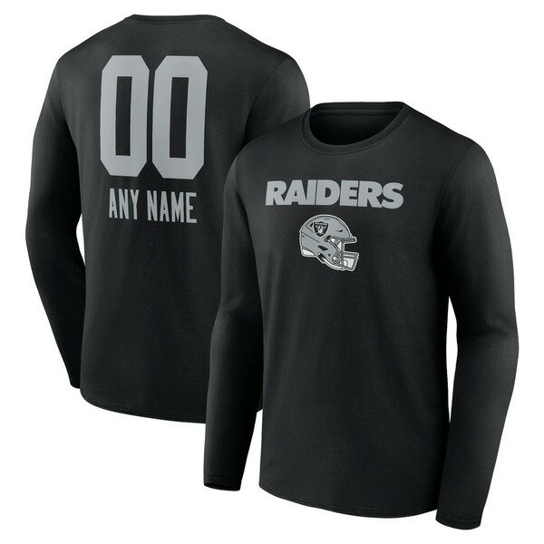 ファナティクス メンズ Tシャツ トップス Las Vegas Raiders Personalized Name & Number Team Wordmark Long Sleeve TShirt Black