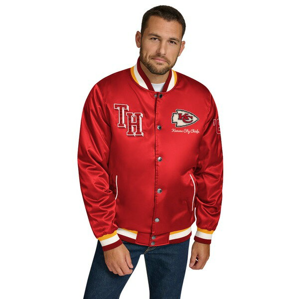 トミー ヒルフィガー メンズ ジャケット&ブルゾン アウター Kansas City Chiefs Tommy Hilfiger Dante FullSnap Satin Jacket Red