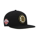47uh fB[X Xq ANZT[ Men's Black Boston Bruins Sure Shot Captain Snapback Hat Black
