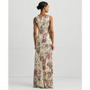 t[ fB[X s[X gbvX Women's Metallic Floral Chiffon Gown Cream Multi