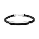 GtB[ RNV fB[X uXbgEoOEANbg ANZT[ EFFY&reg; Men's Black Spinel Leather Cord Bracelet (1-1/3 ct. t.w.) Sterling Silver Black