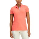 トミー ヒルフィガー レディース カットソー トップス Women's Solid Short-Sleeve Polo Top Sherbert