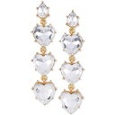 ゲス ピアス ゲス レディース ピアス＆イヤリング アクセサリー Gold-Tone Heart-Shape Stone Linear Drop Earrings Clear