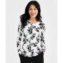 スタイルアンドコー レディース ニット セーター アウター Women 039 s Printed Button-Up Cardigan Sweater, Created for Macy 039 s Black White Floral