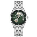 n~g Y rv ANZT[ Men's Automatic Jazzmaster Open Heart Smoked Green Stainless Steel Bracelet Watch 40mm Green