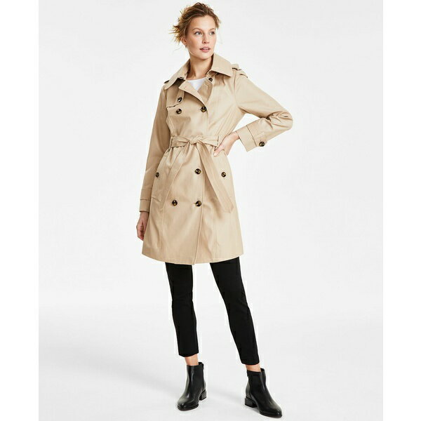 ɥե ǥ 㥱åȡ֥륾  Women's Hooded Double-Breasted Trench Coat Stone