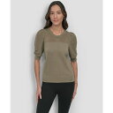ダナ キャラン ニューヨーク レディース カットソー トップス Women's Puff-Sleeve Sweater Utility Green