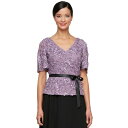 アレックスイブニングス レディース カットソー トップス Women's Embroidered Sequined Belted Top Icy Orchid