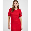 ティー・タハリ レディース カットソー トップス Women's Crewneck Elbow-Sleeve Rib-Knit Blouse Gala Red/...