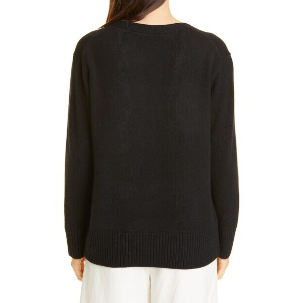 新作正規店 ヴィンス Ribbed V-Neck Cashmere Tunic Sweater Black：asty レディース ニット&セーター アウター 高品質