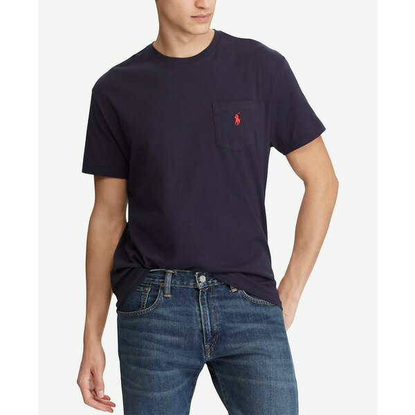 ե  T ȥåץ Men's Classic Fit Crew Neck Pocket T-Shirt Ink B...