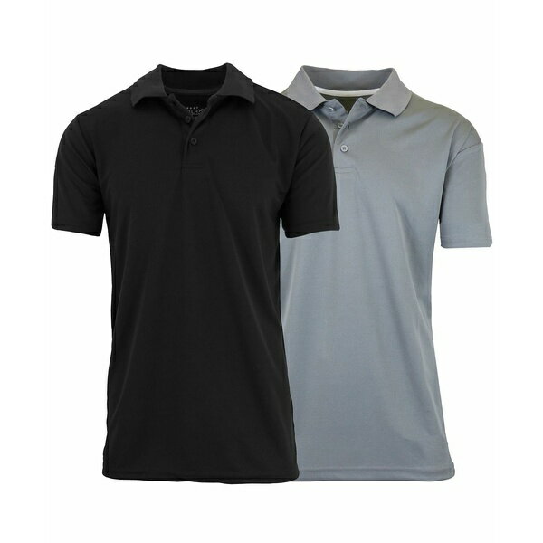ギャラクシーバイハルビック メンズ ポロシャツ トップス Men's Tag less Dry-Fit Moisture-Wicking Polo Shirt, Pack of 2 Gray and Black