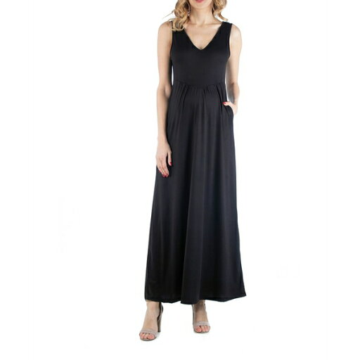 24セブンコンフォート レディース ワンピース トップス Maxi Maternity Sleeveless Dress with Pockets Black 24セブンコンフォート レディース ワンピース トップス Maxi Maternity Sleeveless Dress with Pockets Black