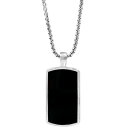 エフィー コレクション レディース ネックレス・チョーカー・ペンダントトップ アクセサリー EFFY® Men's Black Agate Dog Tag 22" Pendant Necklace in Sterling Silver Sterling Silver