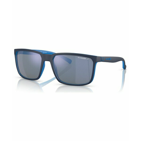 アーネット レディース サングラス＆アイウェア アクセサリー Unisex Polarized Sunglasses, AN425158-ZP Matte Top Navy on Light Blue