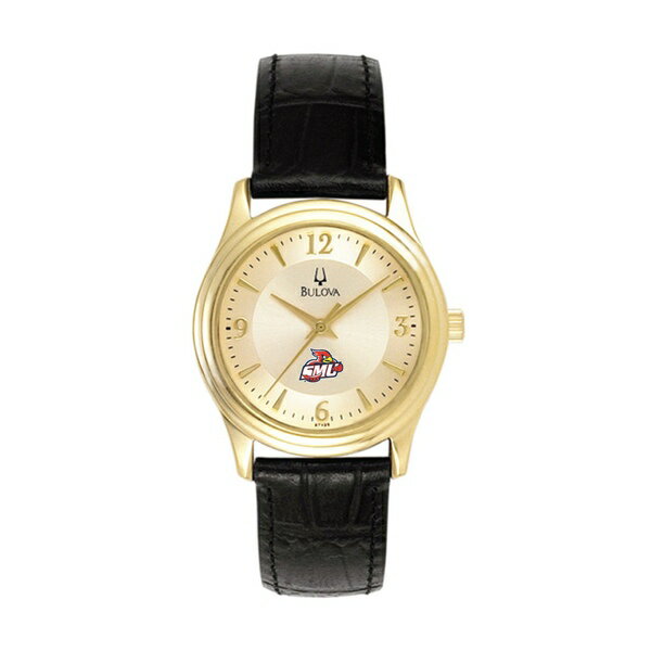 楽天astyブロバ レディース 腕時計 アクセサリー St. Mary's Cardinals Bulova Women's Stainless Steel Watch with Leather Band Gold/Black