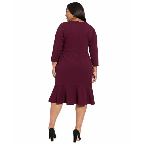 ロンドンタイムス レディース ワンピース トップス Plus Size Side-Knot 3/4-Sleeve Dress Arburg
