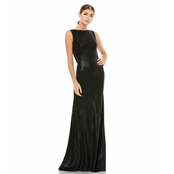 マックダガル レディース ワンピース トップス Women's Metallic Cowl Back Column Gown Black