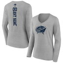 yz t@ieBNX fB[X TVc gbvX Columbus Blue Jackets Fanatics Branded Women's Personalized Name & Number Long Sleeve VNeck TShirt Heather Gray