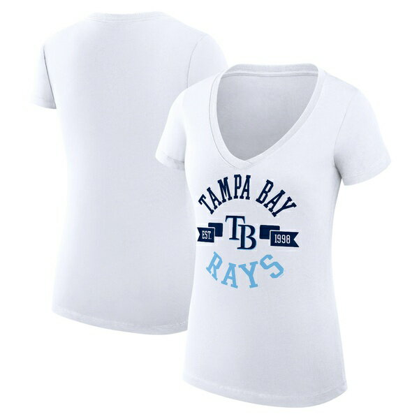 J[oNX fB[X TVc gbvX Tampa Bay Rays GIII 4Her by Carl Banks Women's City Graphic VNeck Fitted TShirt White