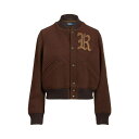 ラルフ ローレン ブルゾン レディース 【送料無料】 ラルフローレン レディース ジャケット＆ブルゾン アウター WOOL-BLEND TWILL LETTERMAN JACKET Dark brown