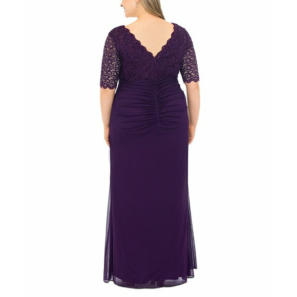 ベッツィ アンド アダム レディース ワンピース トップス Plus Size V-Neck Gown Plum