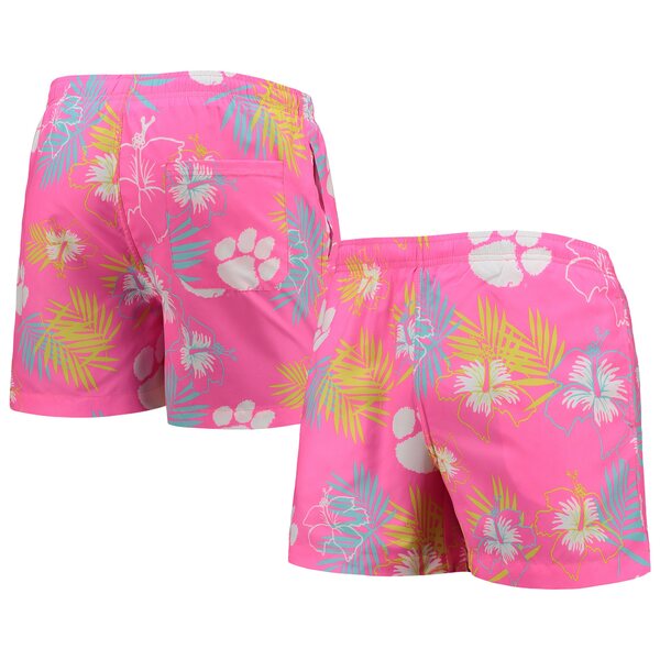 フォコ メンズ ハーフ＆ショーツ ボトムス Clemson Tigers FOCO Neon Floral Swim Trunks Pink