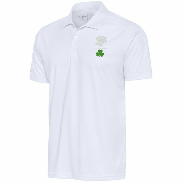 アンティグア メンズ ポロシャツ トップス Pittsburgh Penguins Antigua Shamrock Tribute Polo White