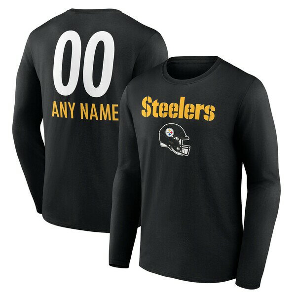 ファナティクス メンズ Tシャツ トップス Pittsburgh Steelers Fanatics Branded Personalized Name & Number Team Wordmark Long Slee..