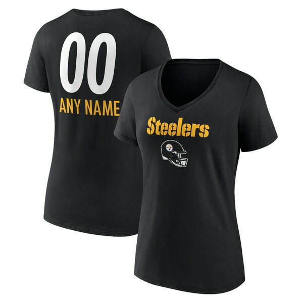 t@ieBNX fB[X TVc gbvX Pittsburgh Steelers Fanatics Branded Women's Personalized Name & Number Team Wordmark VNeck TShirt Black