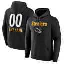 ファナティクス メンズ パーカー スウェットシャツ アウター Pittsburgh Steelers Fanatics Branded Personalized Name Number Team Wordmark Pullover Hoodie Black