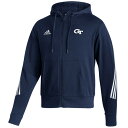 アディダス メンズ パーカー スウェットシャツ アウター Georgia Tech Yellow Jackets adidas Sideline Fashion FullZip Pullover Hoodie Navy